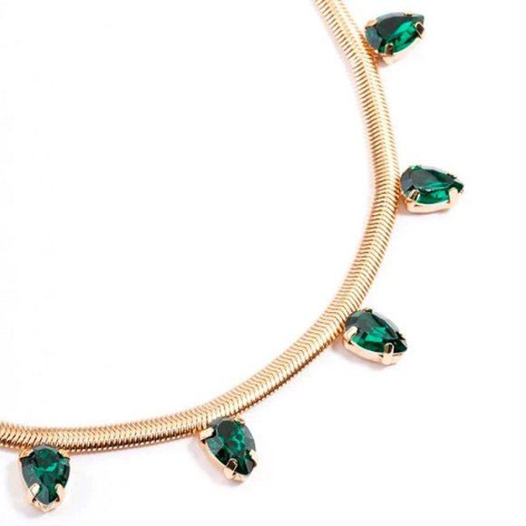 Lovisa Jewelry - LOVISA MODERN GOLD/EMERALD GREEN CRYSTAL SNAKE CHAIN NECKLACE**NEW!